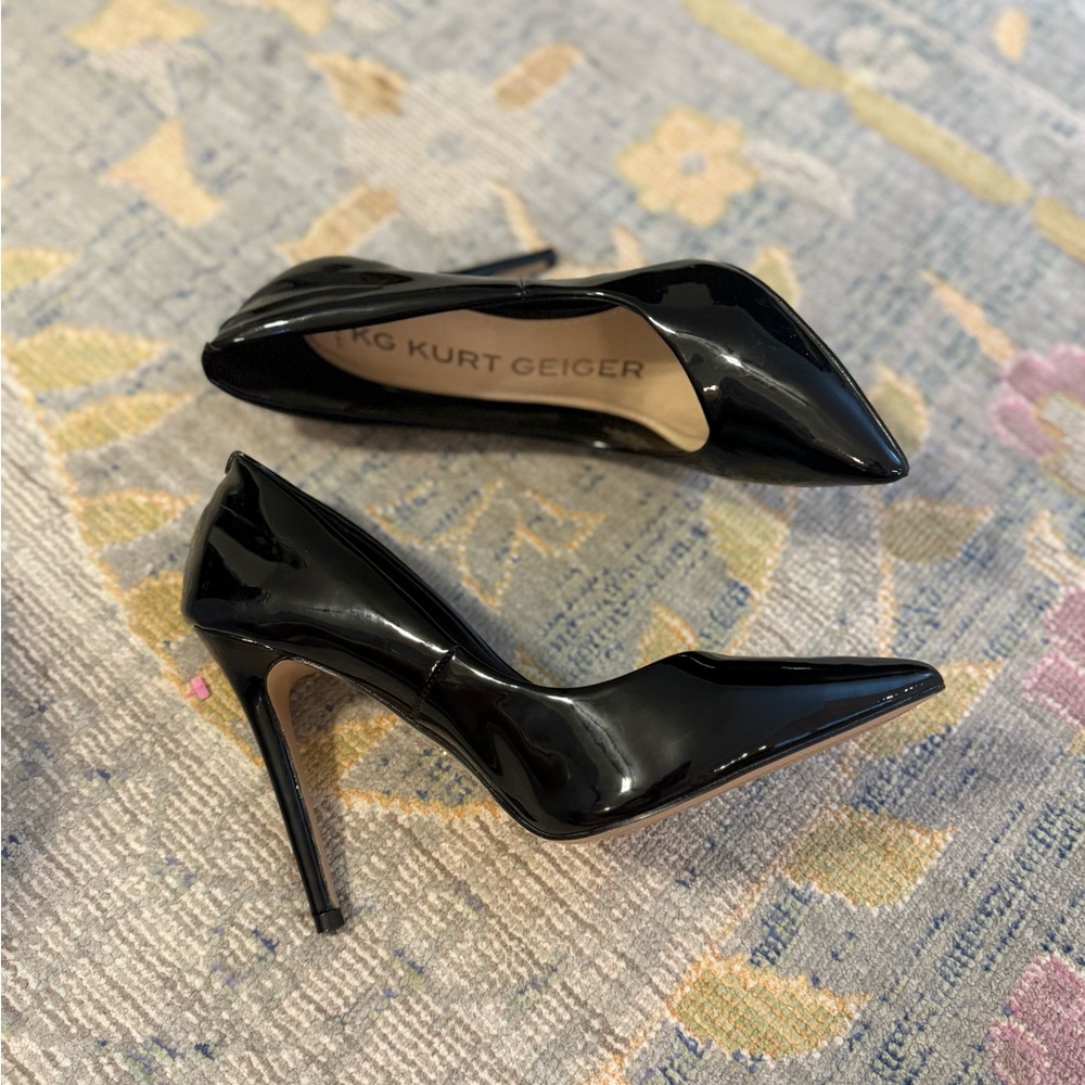Kurt Geiger Black Vegan Patent Leather Stiletto Pumps Heels NWOT